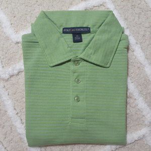 Port Authority Unisex Green Striped Short Sleeve Size XS Polo Casual Shirt